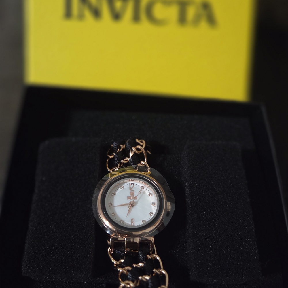 Invicta Rose Gold Watch with Black Strap